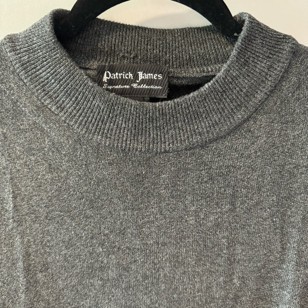 PATRICK JAMES Mock Neck Sweater Signature Collection Pullover Dark Gray Medium